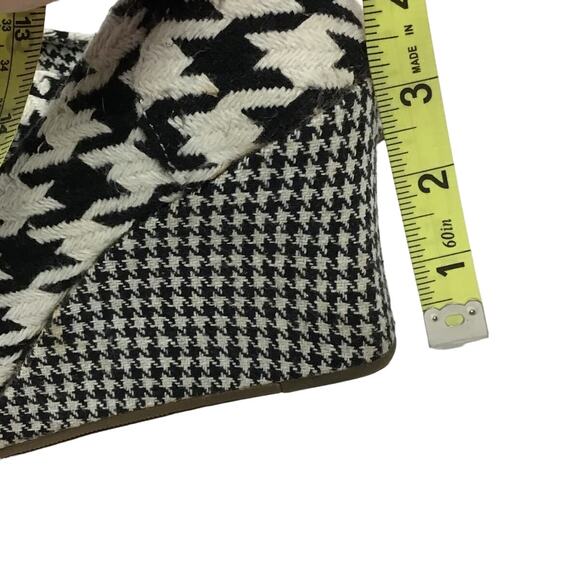 TOMS Scottish Houndstooth Wedges Peep Toe Black White Tweed Plaid sz 6 - Picture 7 of 13